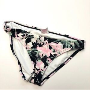 Xhilaration Black white pink bikini bottoms floral